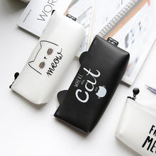 Load image into Gallery viewer, Black &amp; White Cat Silicone Pencil Case