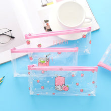 Load image into Gallery viewer, Peach and Milk Transparent Patterned Pencil Case