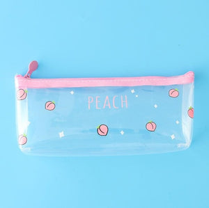 Peach and Milk Transparent Patterned Pencil Case