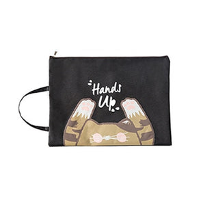 Colorful Cat Hands Up Oxford Zipper Document Bag